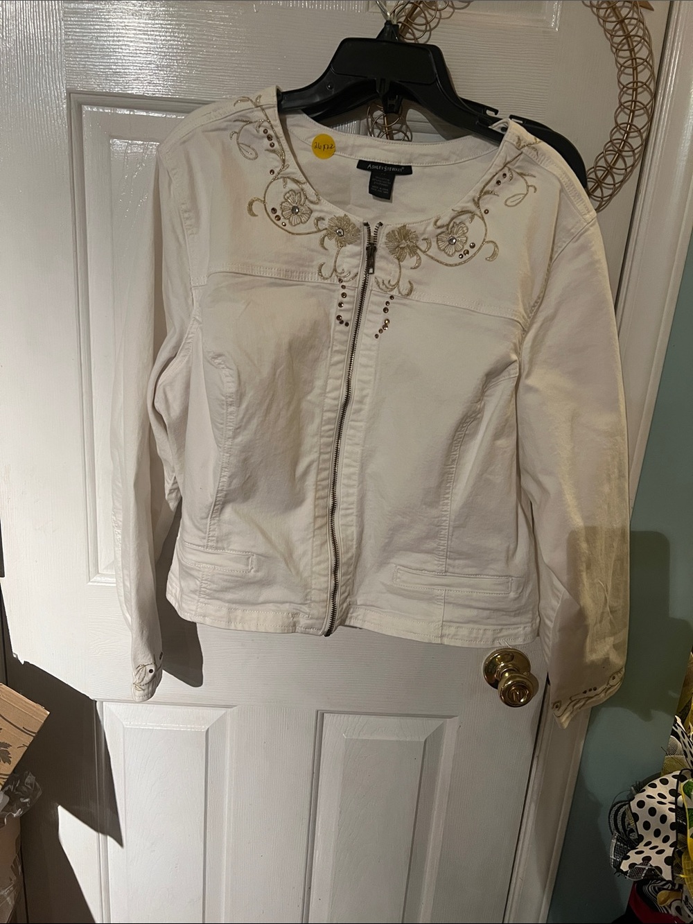 Ashley Stewart Embroidered Zip-Front Jacket size 20.
